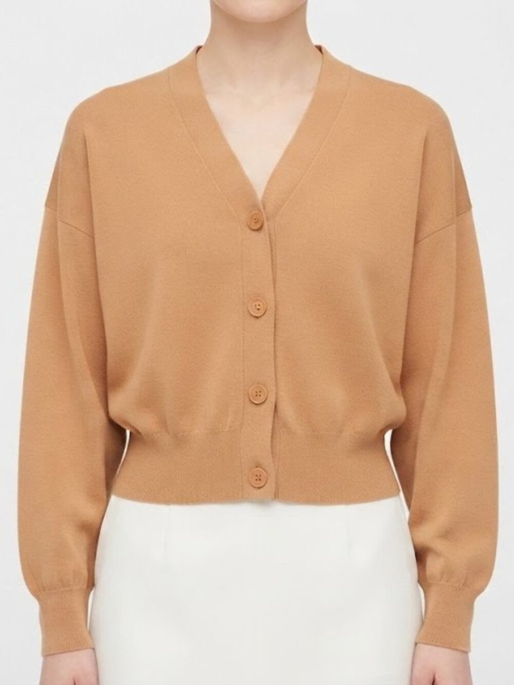 Uniqlo Cream Orange Button-Front Cardigan